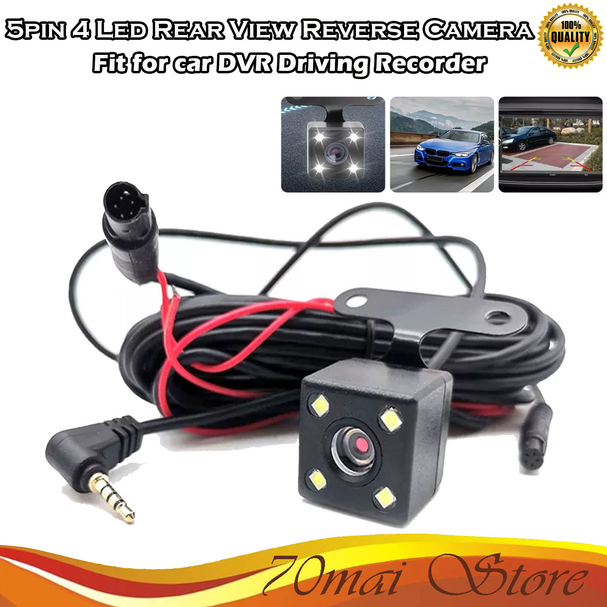 4pin/5pin 4 led Universal reverse backup camera for dashcam 170 degree ...