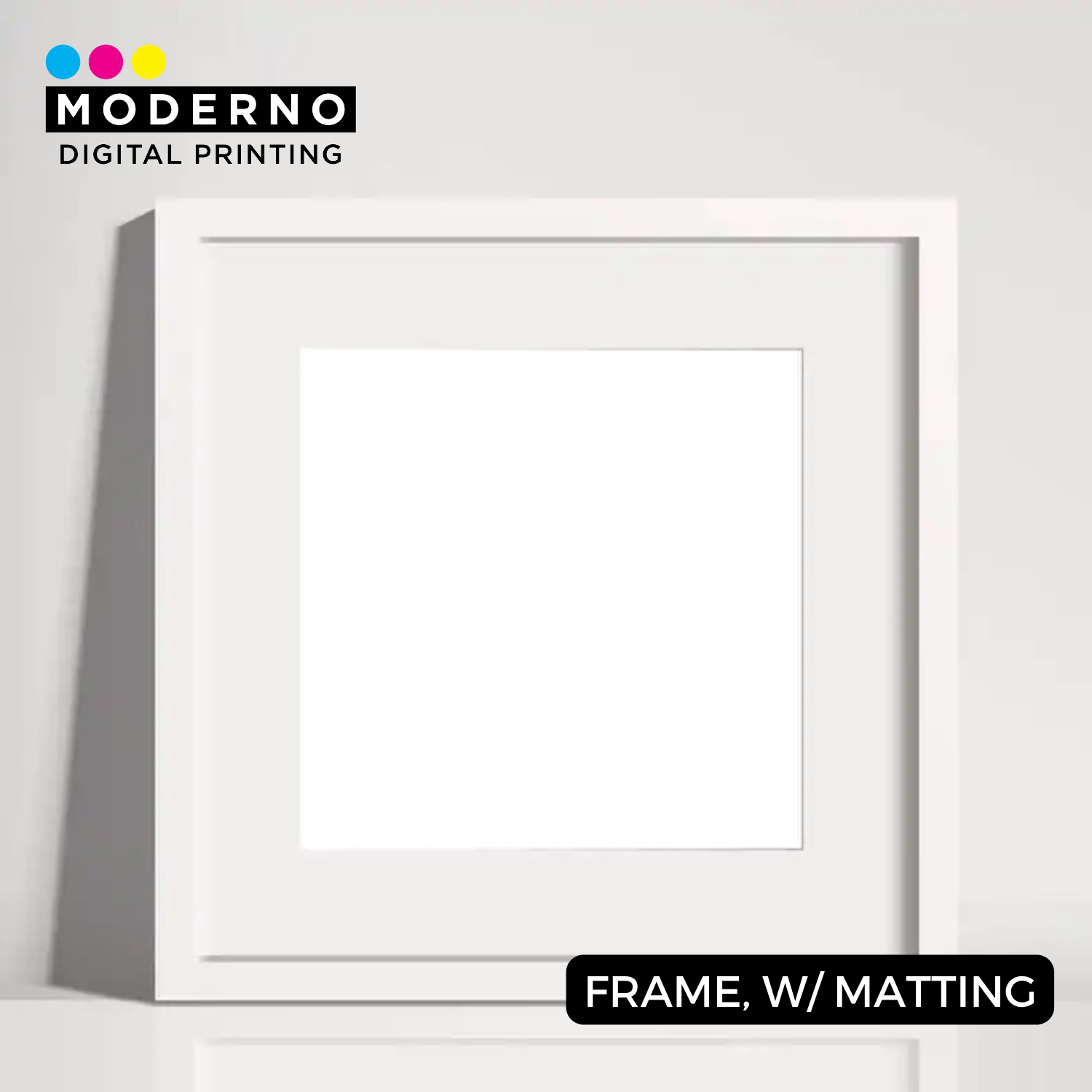 White Square Frame 20x20cm Glass Picture Frames w/ Photo Print Hang