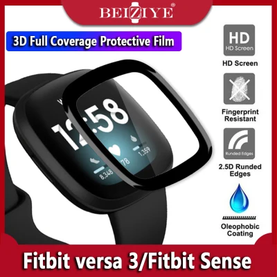 3D Full Coverage Soft Fibre Glass Protective Film For Fitbit versa 3/Fitbit Sense Smart Watch Full Screen Protector For Fitbit Versa 3 Sense Smart Watch