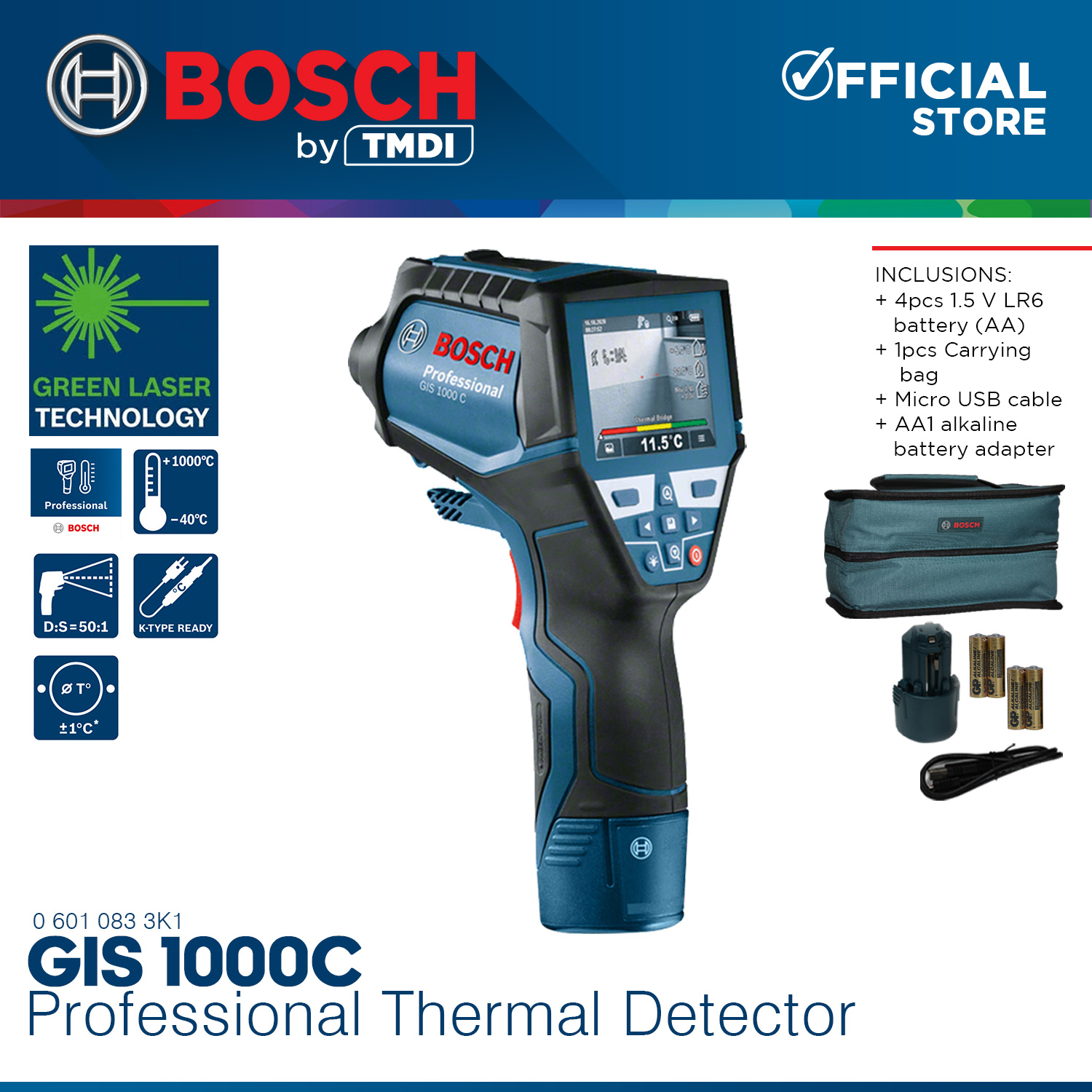 BOSCH Professional GIS 1000 C Thermo Bluetooth Thermal Camera Scanner Detector Infrared Thermal