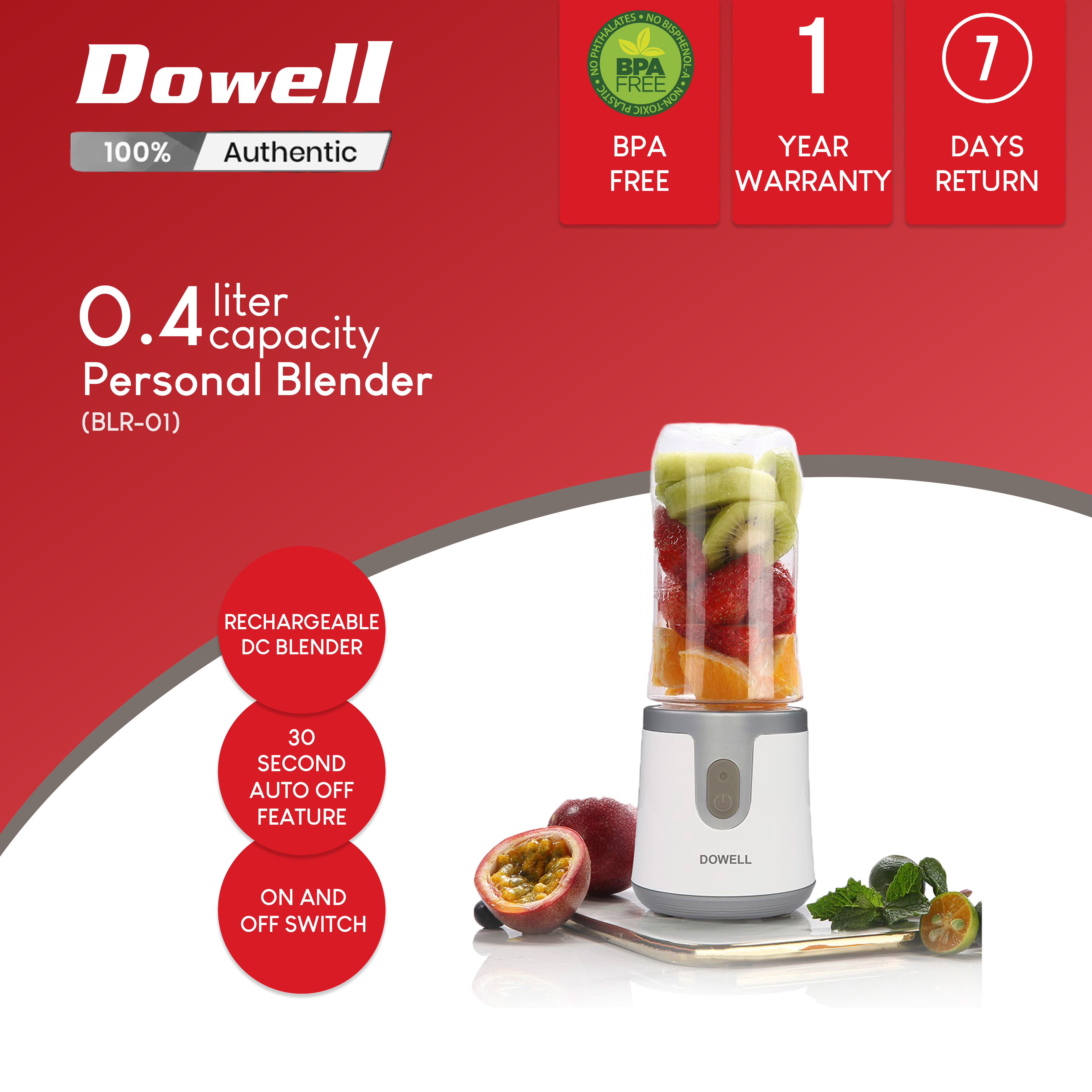 Dowell 400ml BPA Sans Free Portable Personal Blender BLR01 Lazada PH