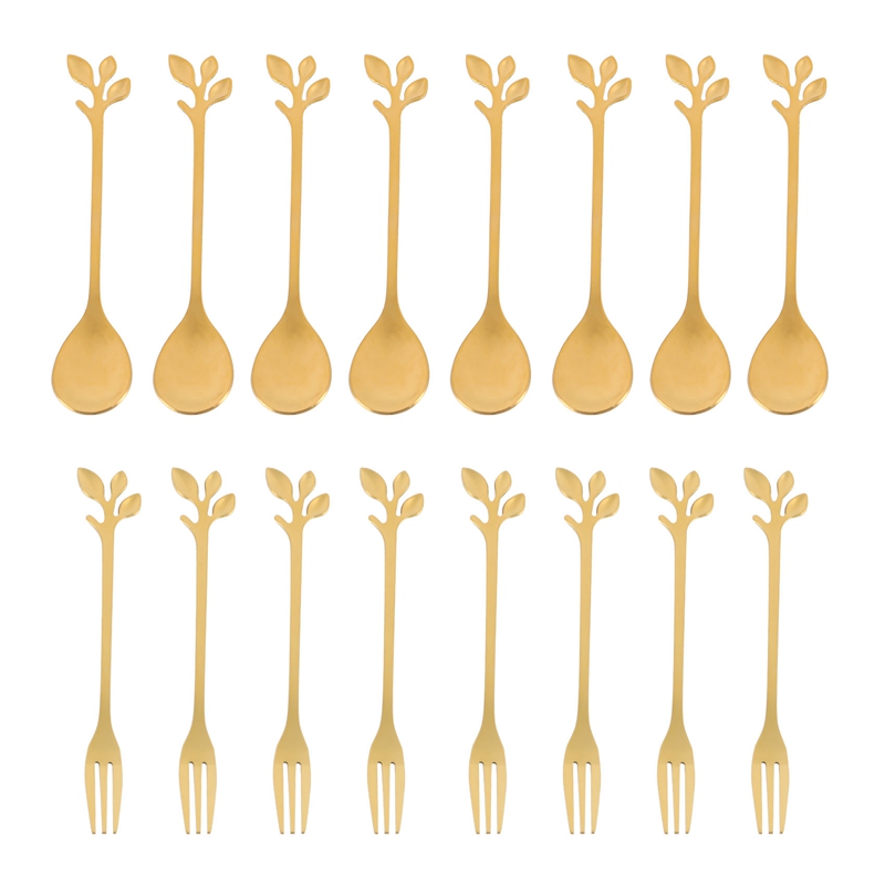 Dessert Spoon and Fork Set Cake Fork Coffee Spoon Creative Fruit Fork Stainless Steel