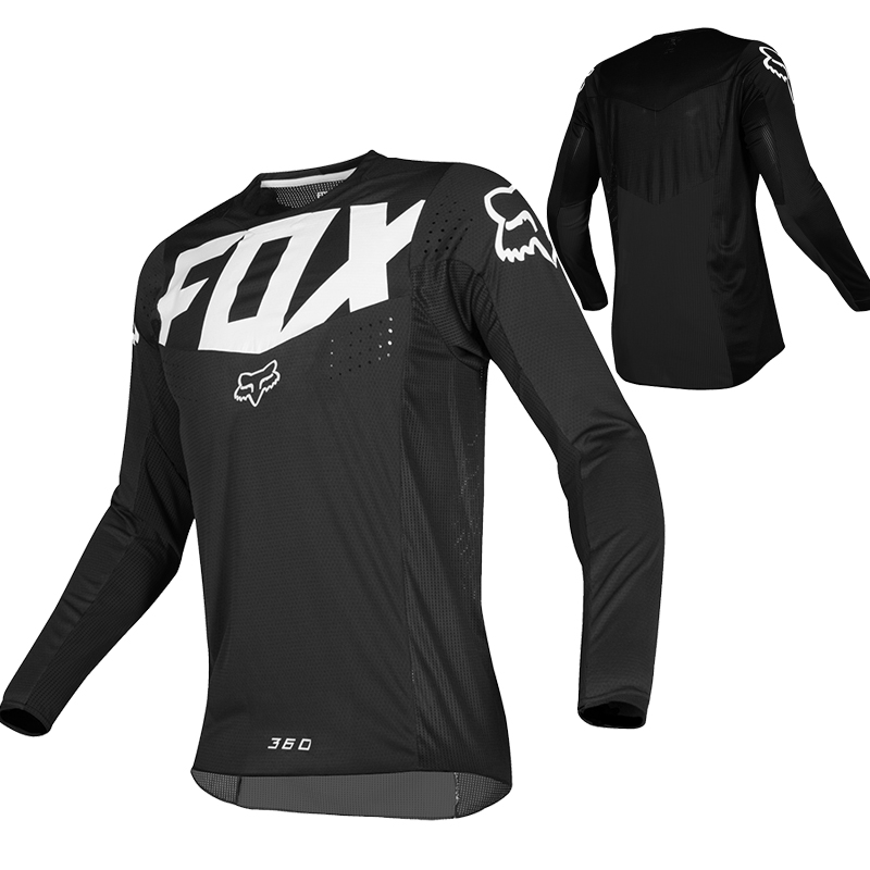 [COD ️] Men's Fox Long Sleeve Motocross Jersey Racing Downhill Mountain Bike Black Fox Shirt
