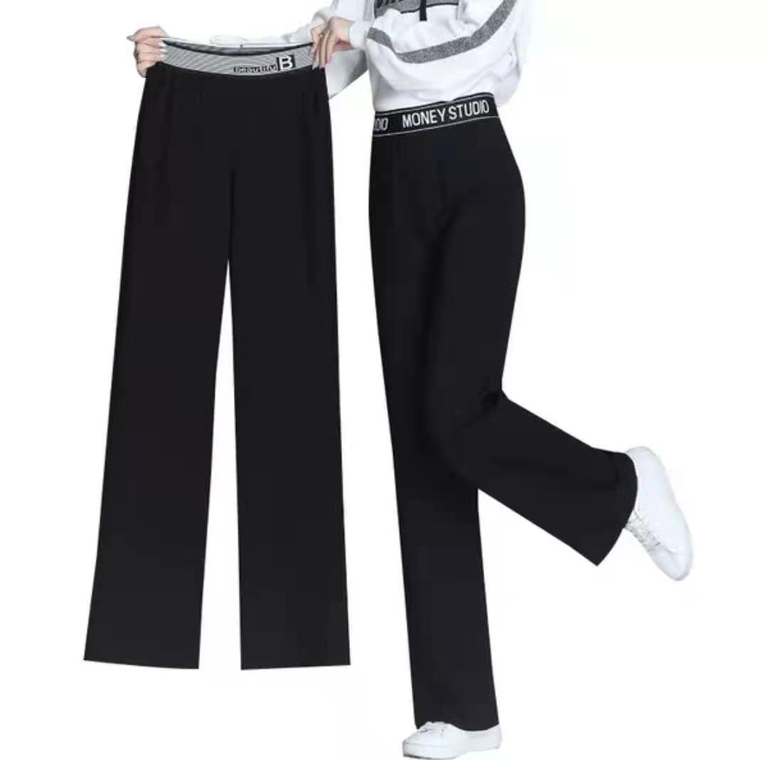 Women Korean Causal Long Pants Loose Wide Leg Plain High Waist Trousers,  Women's Fashion, Bottoms, Other Bottoms on Carousell
