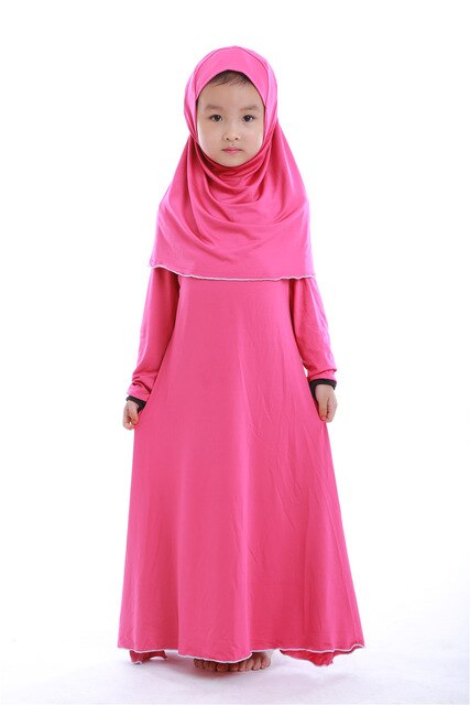 ชุดเดรสมุสลิมสำหรับเด็กผู้หญิง,ชุดอาบายาอาบายาชุดอาบายาฮิญาบแบบยาวผ้าคาดผมสำหรับเด็กมุสลิม