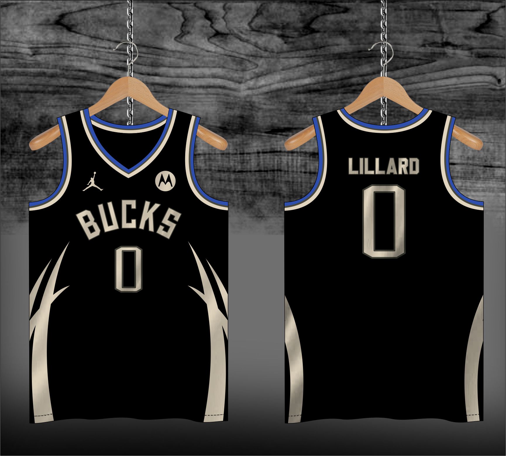 2023/24 Bucks LILLARD #0 Black NBA Jerseys