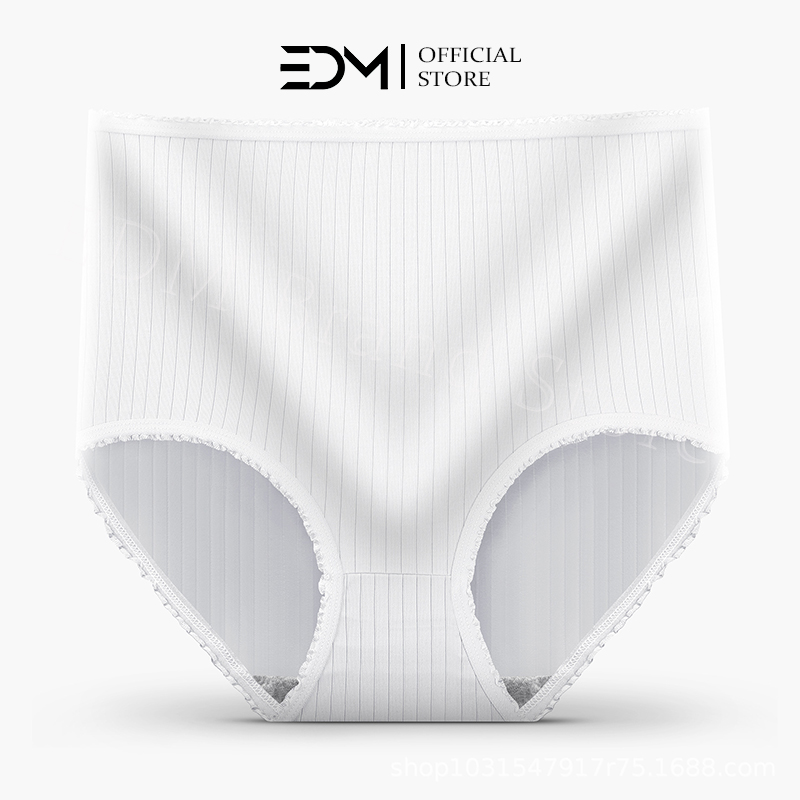 EDM 3 PCS High Waist Plus Size Underwear Women Simple Solid Color