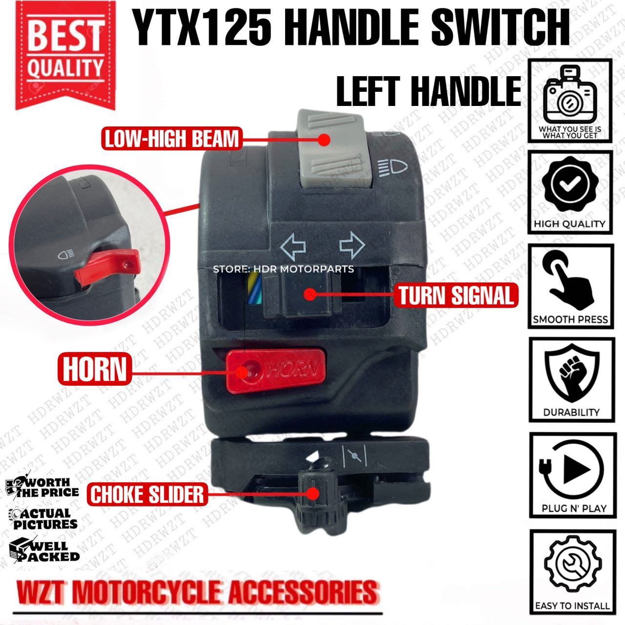 WZT YAMAHA YTX 125 LEFT & RIGHT HANDLE SWITCH MOTORCYCLE ACCESORIES ...