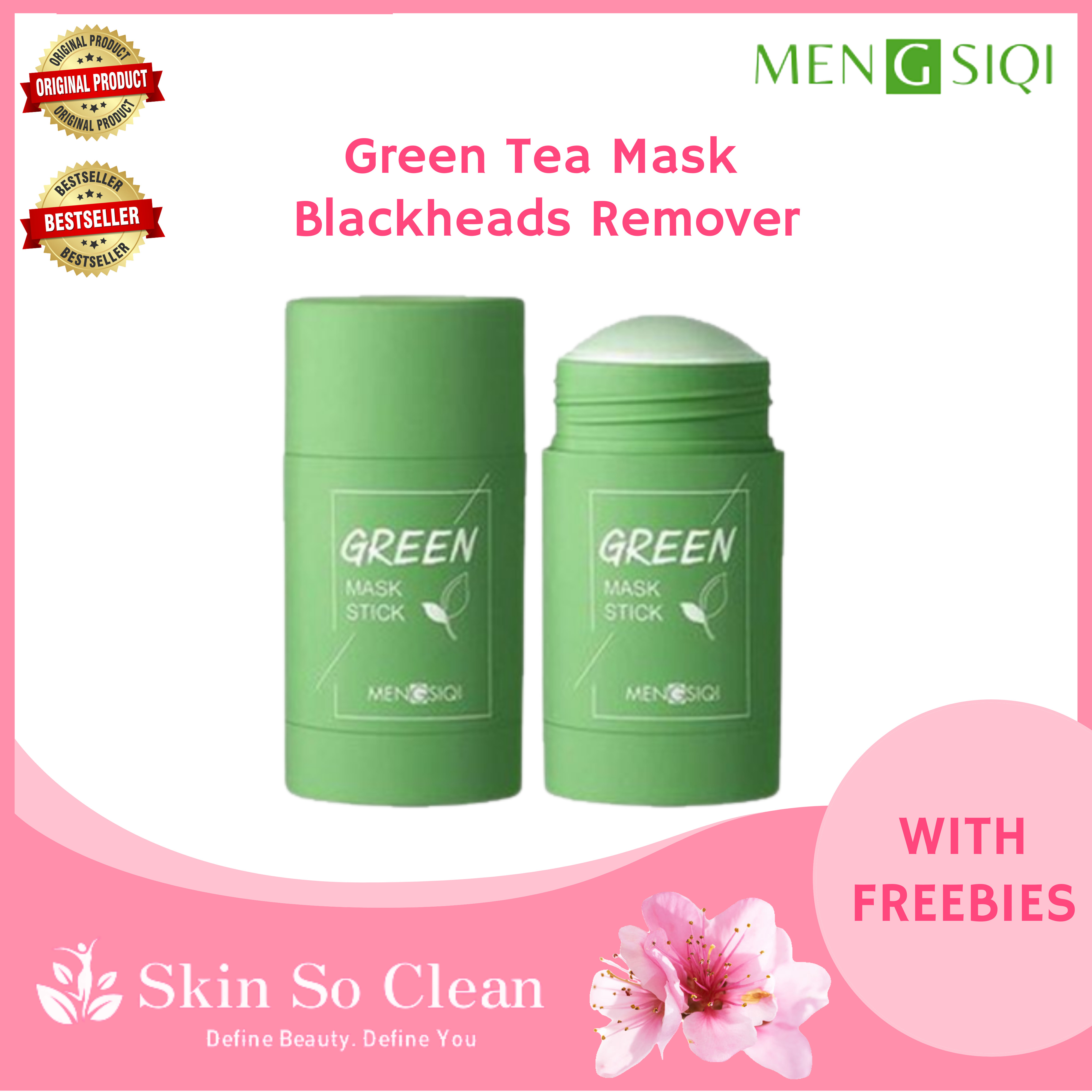 SKIN SO CLEAN Green Tea Mask remove blackheads Acne Cleansing Beauty