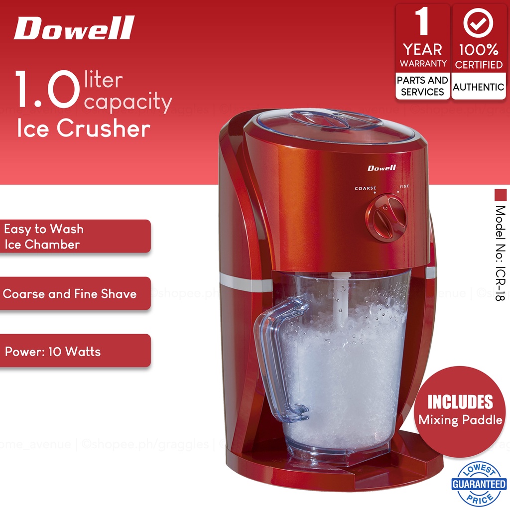Dowell ICR18 1L Jug capacity Ice Crusher Lazada PH