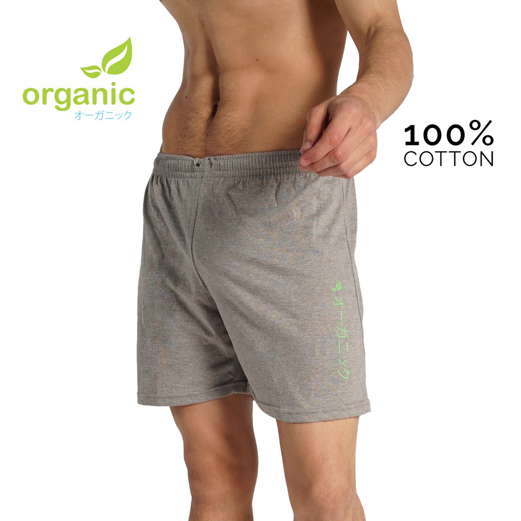 Organic Mens 100 Cotton Jogger Shorts Light Gray shorts for men