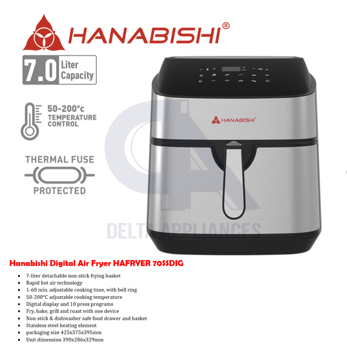 Hanabishi Digital Air Fryer 7L HAFRYER 70SSDIG 70SSM Detachable Non