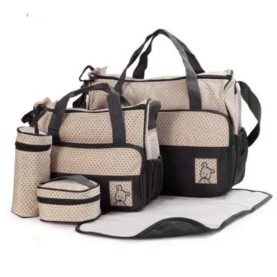 Keimav 5-piece Baby Changing Diaper Nappy Bag Handbag Multifunctional Bags Set (Black)