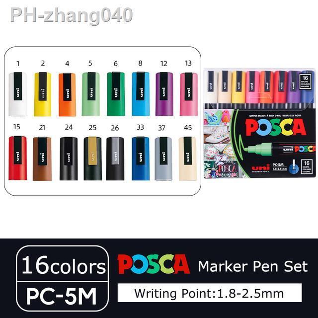 Uni Posca Set of 16 Colors PC-5M Paint Pens, 1.8-2.5mm Medium Point Paint  Markers for Rock Painting, Fabric, Glass and Graffiti - AliExpress
