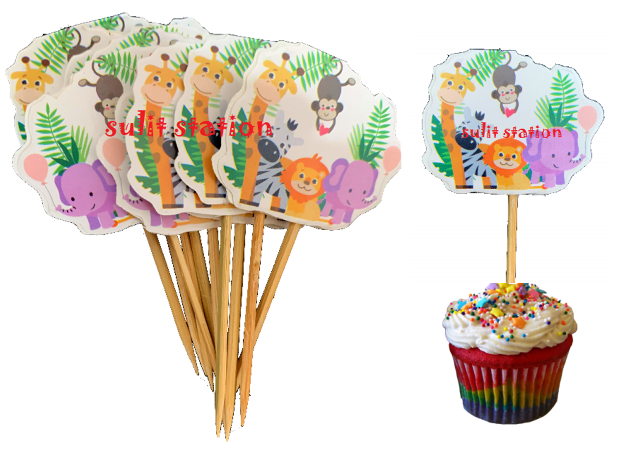 Bilipala Farm Zoo Animal Cake Cupcake Appetizer Decorations Toppers Picks 24 Counting 