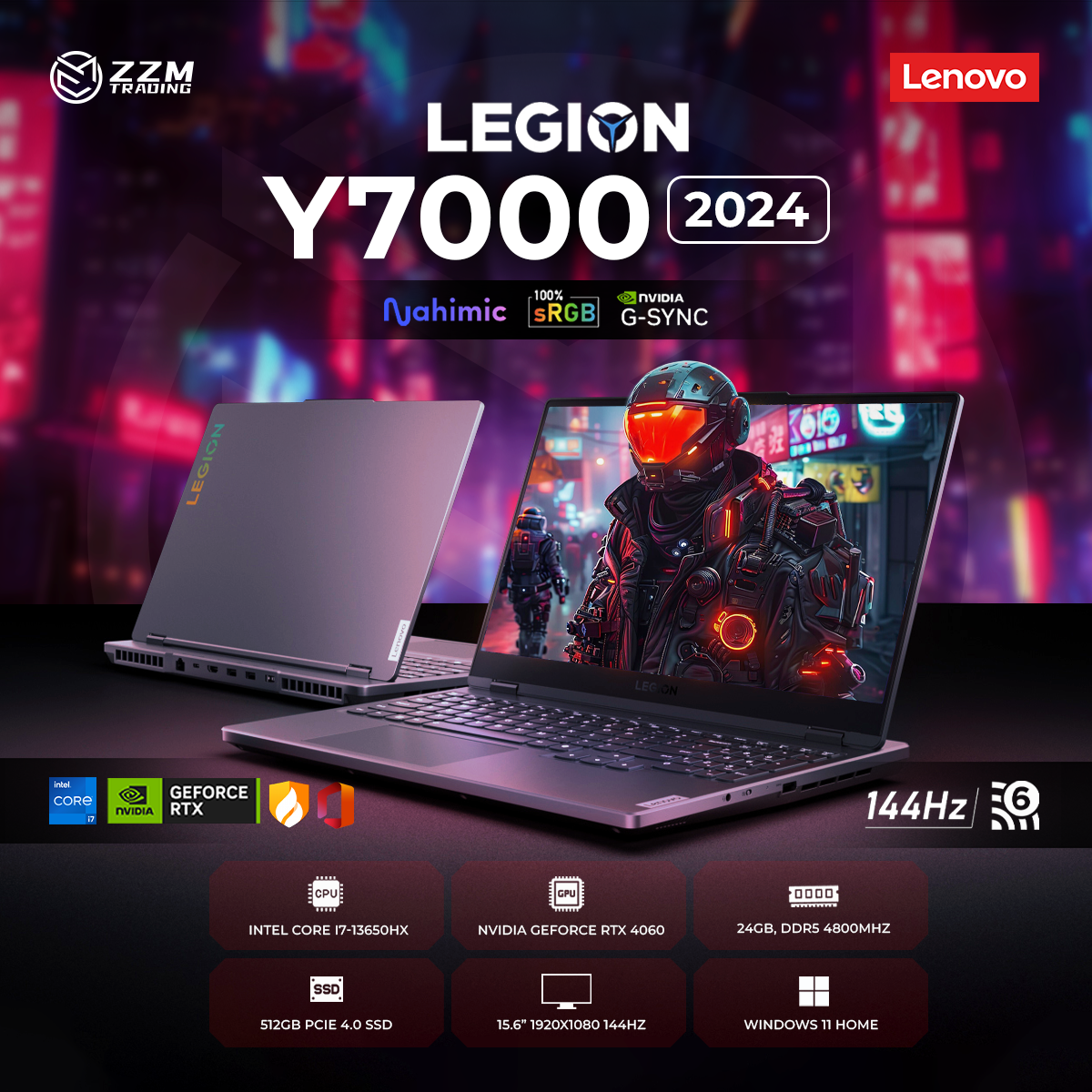 Lenovo Legion Y7000 2024 Core i713650HX 15.6" 1920x1080 RTX 4060 144Hz