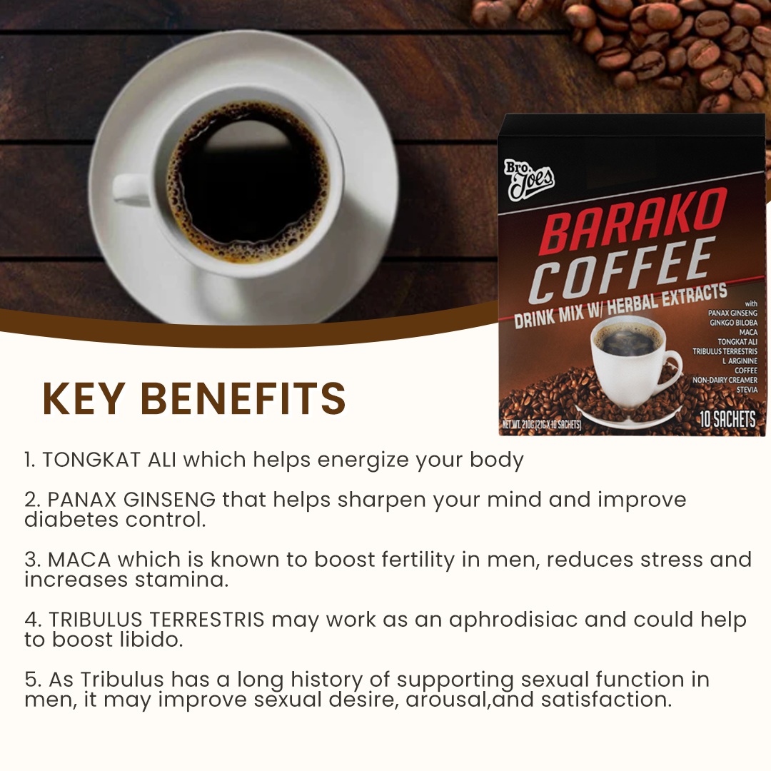 Bro. Joes Barako Instant Coffee (10 sachet) With Tongkat Ali and Panax Ginseng, Gingko Biloba
