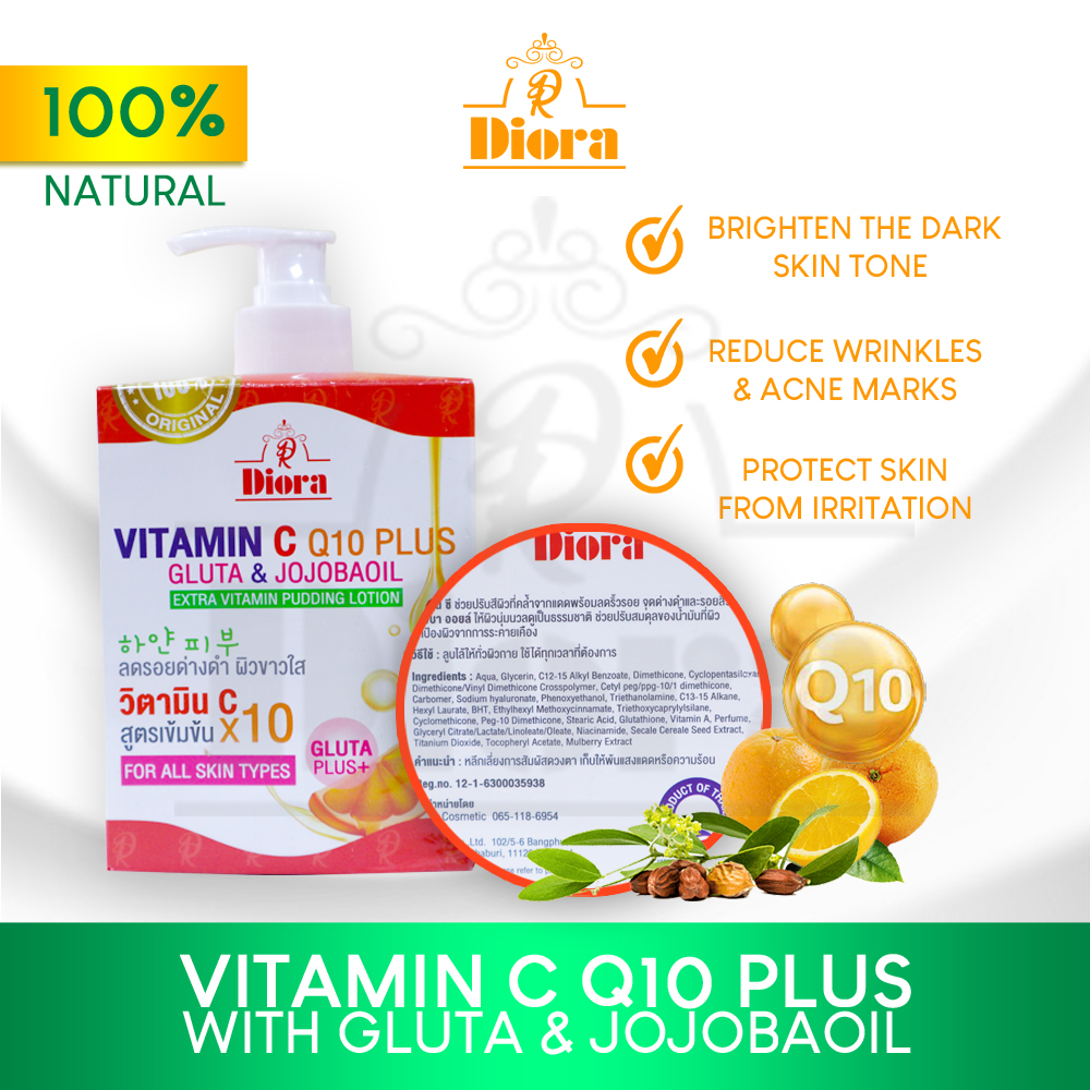 Original Vitamin C Q10 Plus Gluta and Jojoba Oil Lotion 500ml (Diora) Whitening / Skin care