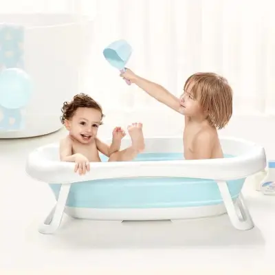 CiCi Portable Folding Baby Bath Tub Silicon Anti-Slip Bottom Bathtub Silicon Foldable Baby Bathtub