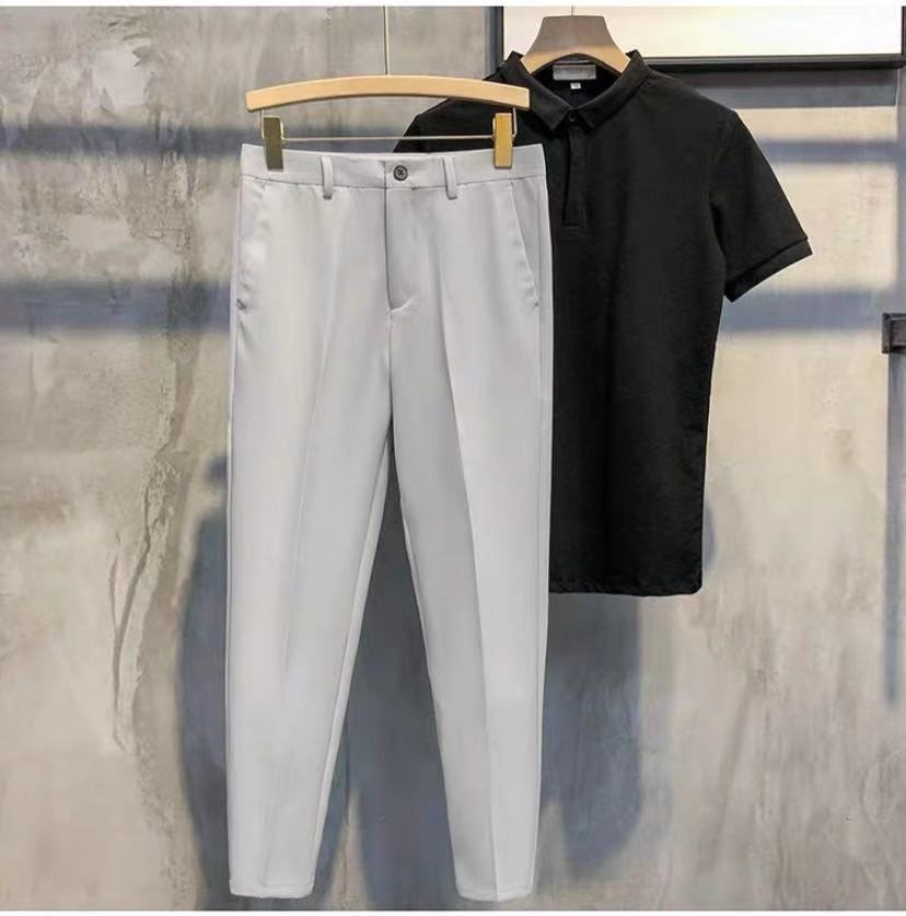 ALVIN# Summer Korean plain ankle Trousers Men's Slim Fit Pants for men ...