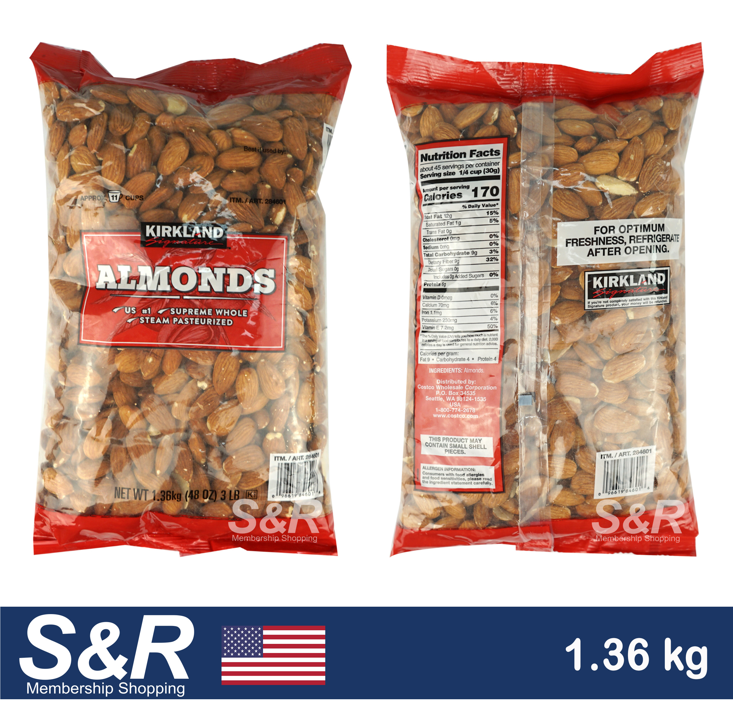 Kirkland Signature Raw Almonds 1.36kg review and price