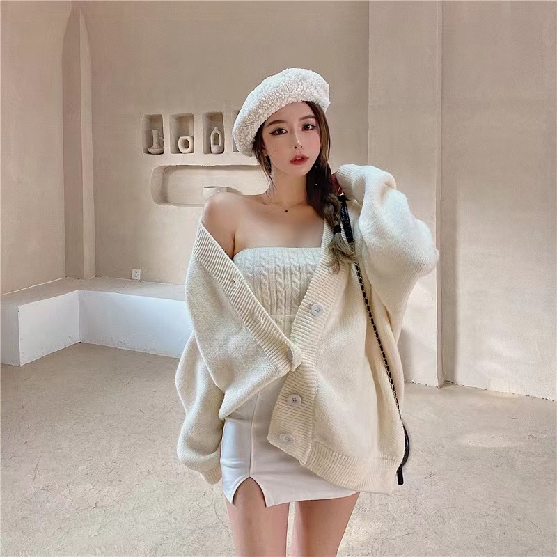 BELICA Women sexy fashion loose cardigan sweater knitted two-piece set