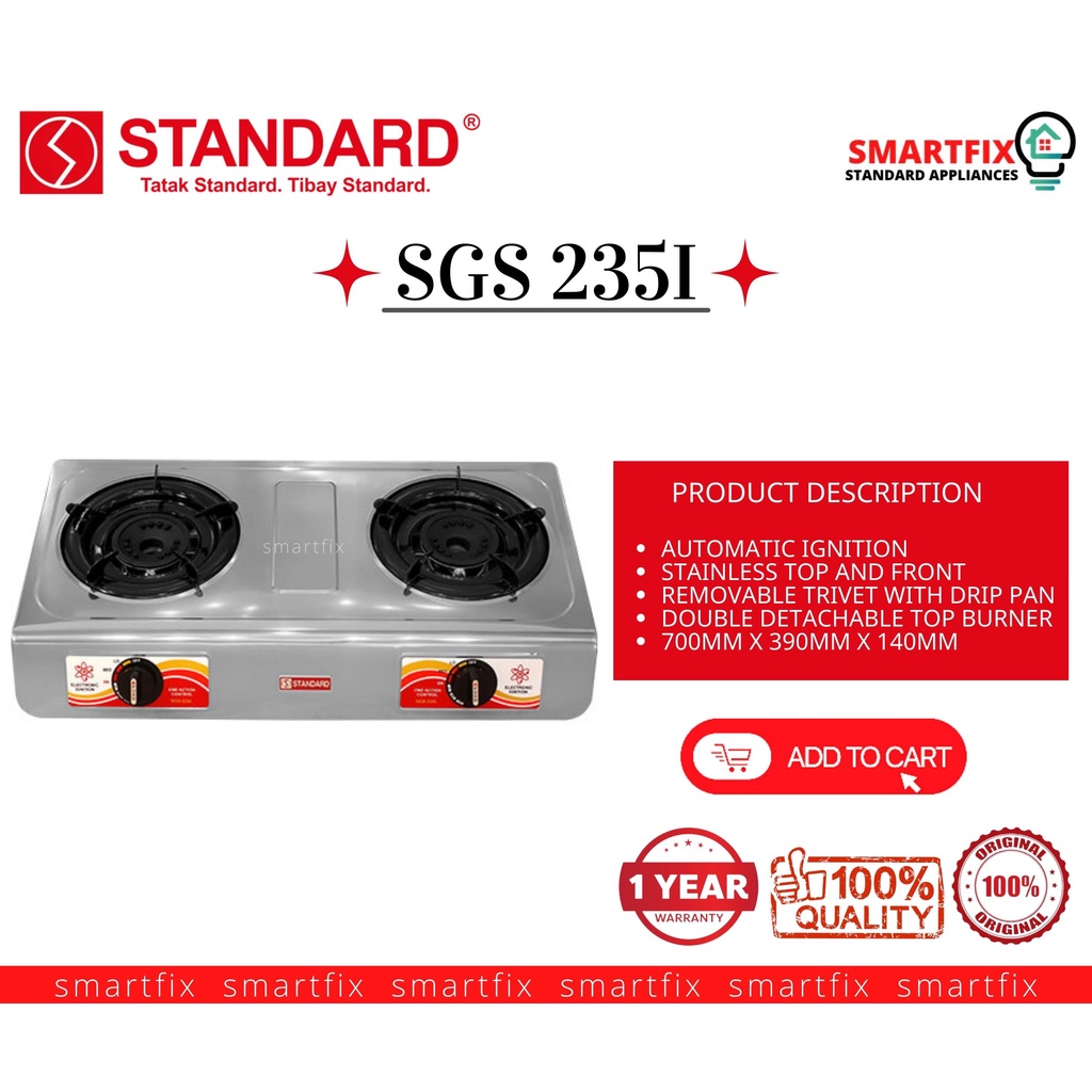 Standard Original Heavy Duty Double Burner Gas Stove SGS 235i Lazada PH