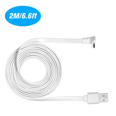 2M/6.6ft Charging Power Cable Fits for Arlo Pro, Arlo Pro 2, Arlo GO, Arlo Light Weatherproof Indoor/Outdoor Flat Cable Aluminium Alloy Micro USB Cable Charging/Power Cord without Plug
