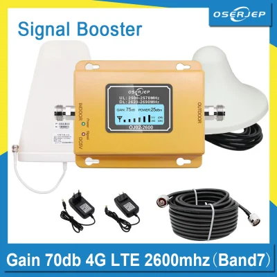 LCD Display 4G Mobilephone Repeater LTE 2600 Enhance Cell phone Repeater 4G Cellular Amplifier 70dBi + Ceiling antenna