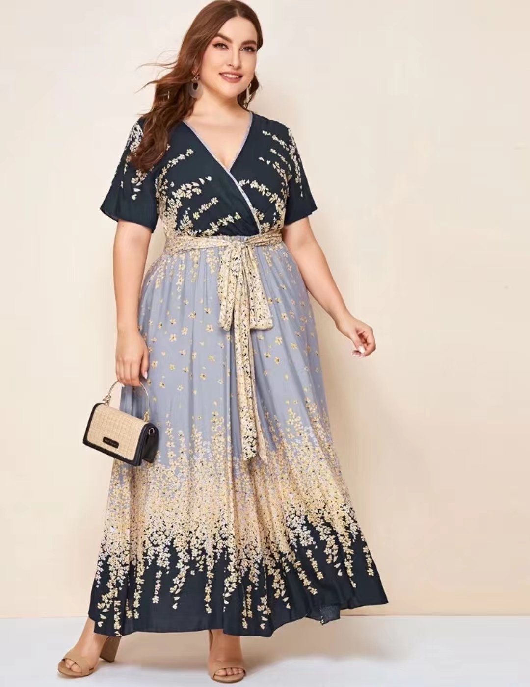 TATA FASHION New Elegant Plus size Boho Style Maxi Printed Dress for ...