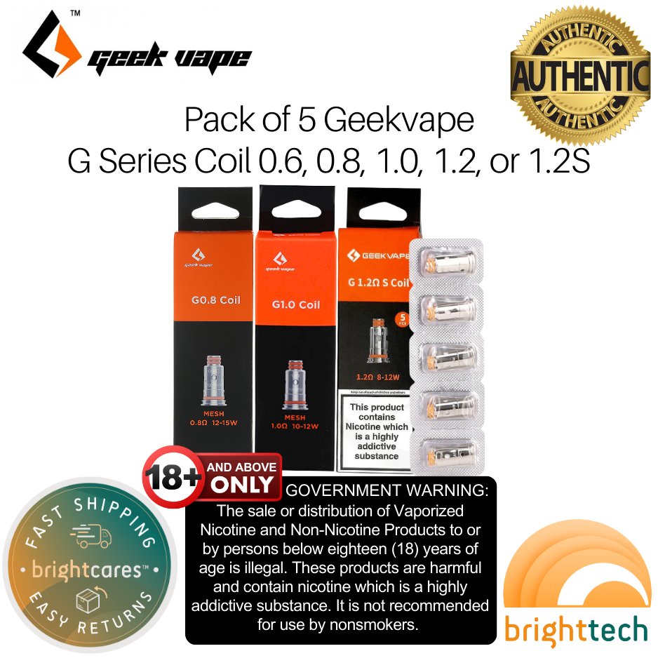 Geekvape Aegis Pod Wenax G18 Coil Replacement (G Series Coil) Occ Legit Pack of 5 (Bright Tech