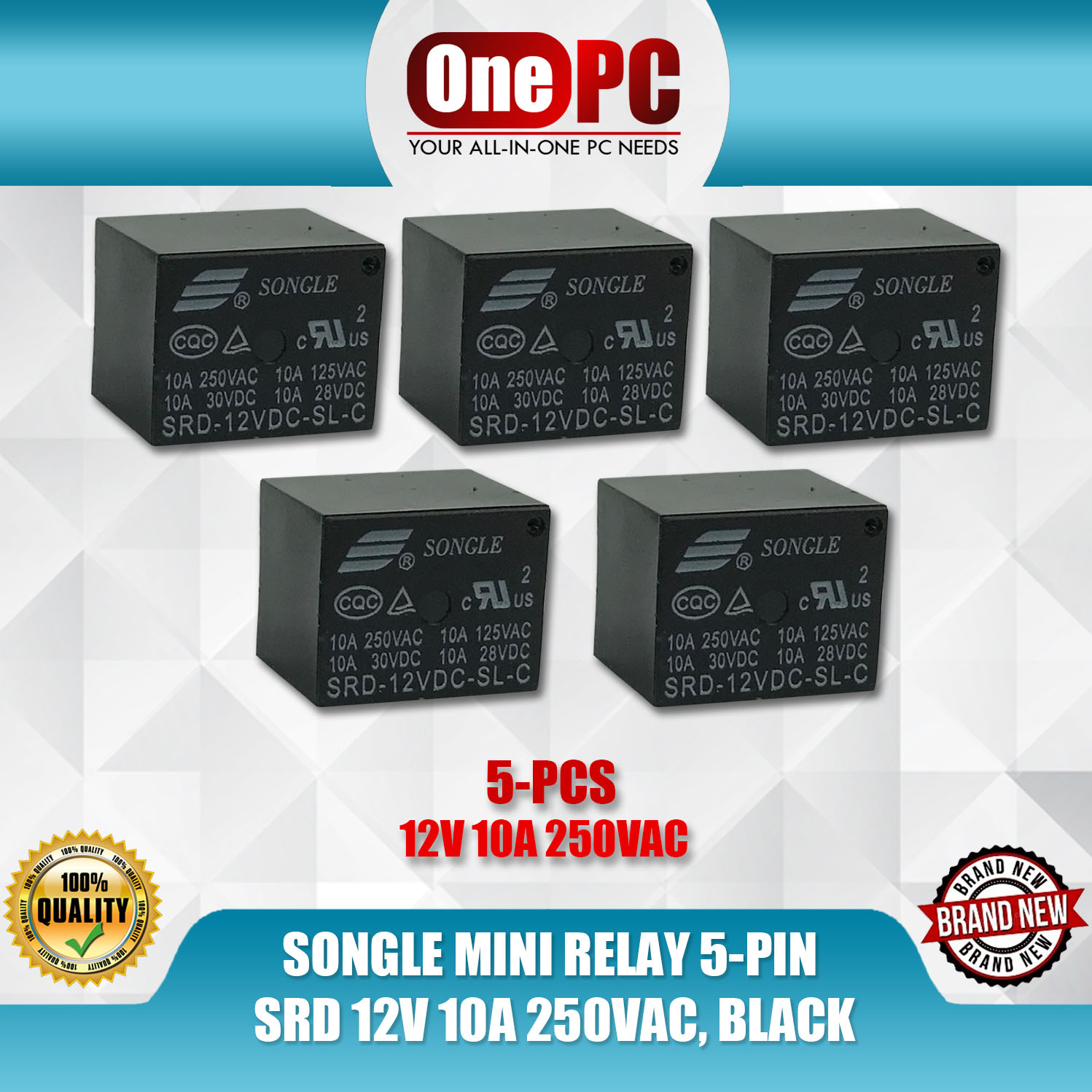 Mini Relay 5pin SONGLE MINI RELAY 5-PIN SRD 12V 10A 250VAC, BLACK | Lazada PH