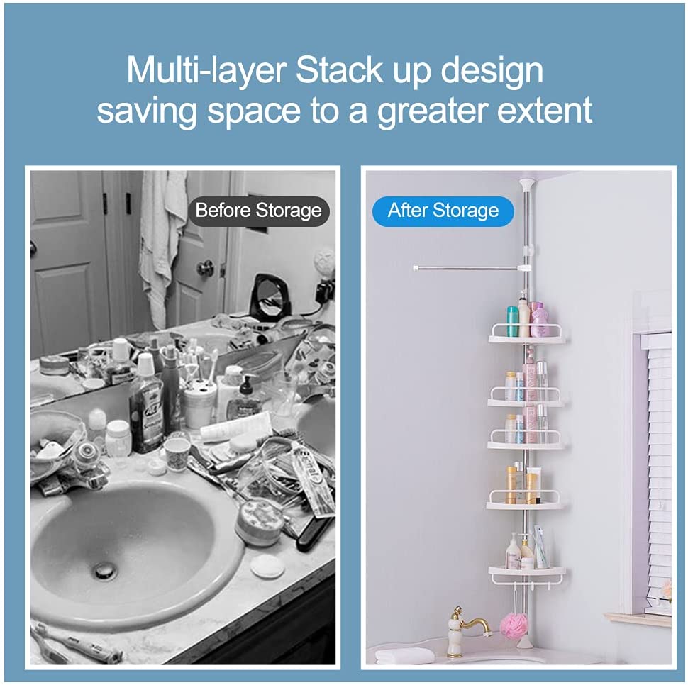 JX4 Layer Corner Shower Caddy, Adjustable Shower Shelf, Constant