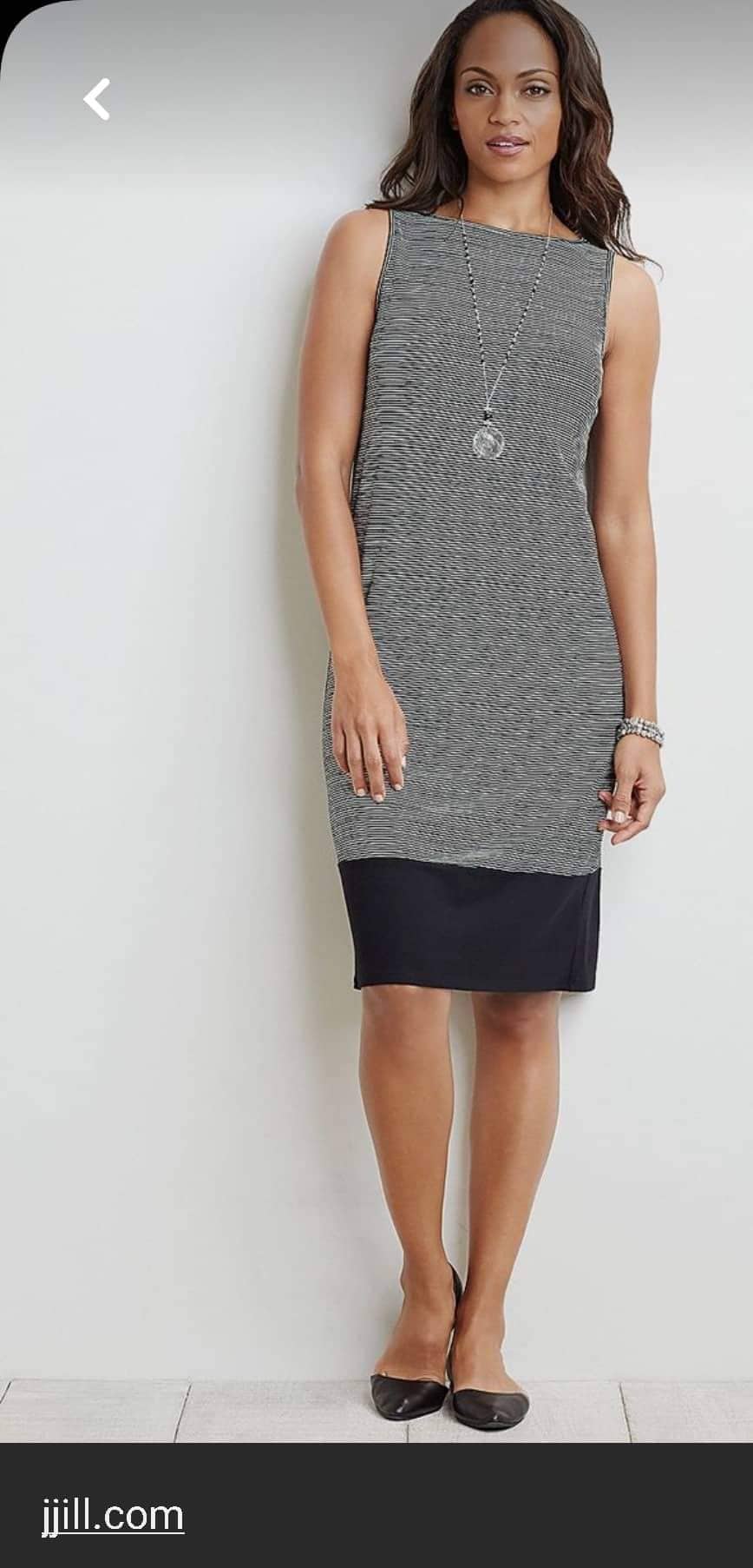 J. Jill Petite Wearever Collection Black & White Striped Shift Dress