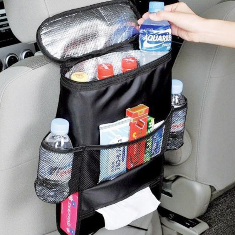 Black Car Travel Organiser Cooler Rear Back Seat Insulated Lunch Bag Kids Picnic 