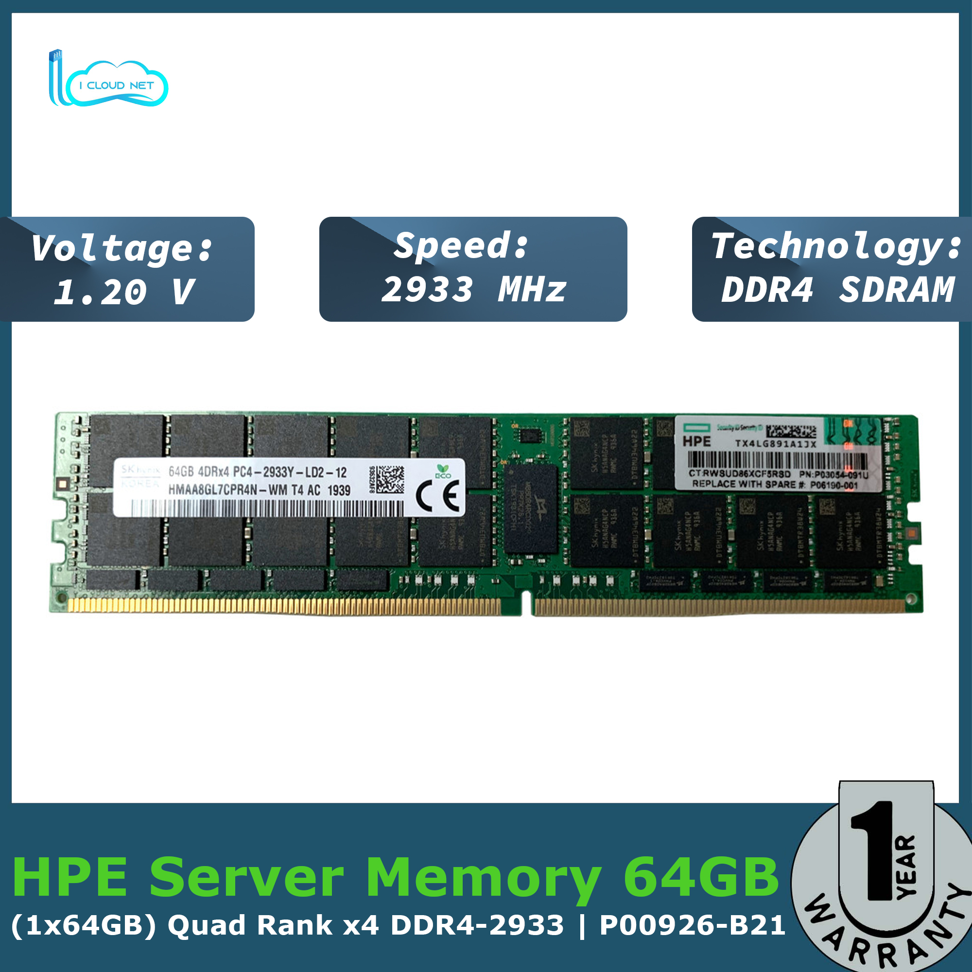 HPE 64GB Quad Rank x4 DDR42933 P00926B21 HPE 64GB (1x64GB) Quad