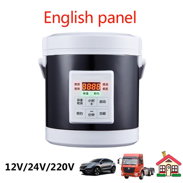 DMWD Electric Mini Rice Cooker Car Use Household Eggs Food Steamer Soup  Porridge Cooking Machine Heating Lunch Box 1.6L 12V 24V