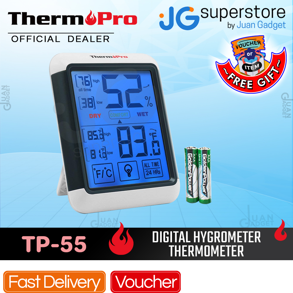 ThermoPro TP55 Digital Hygrometer Thermometer Indoor Thermometer with  Touchscreen and Backlight Humidity Temperature Sensor JG Superstore