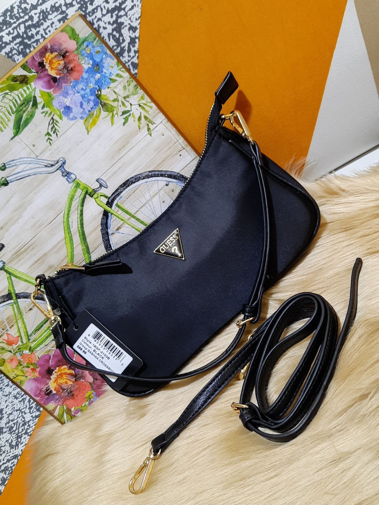 R&E Branded GUESS Hobo Paris Shoulder Bag Sling Bag Nylon