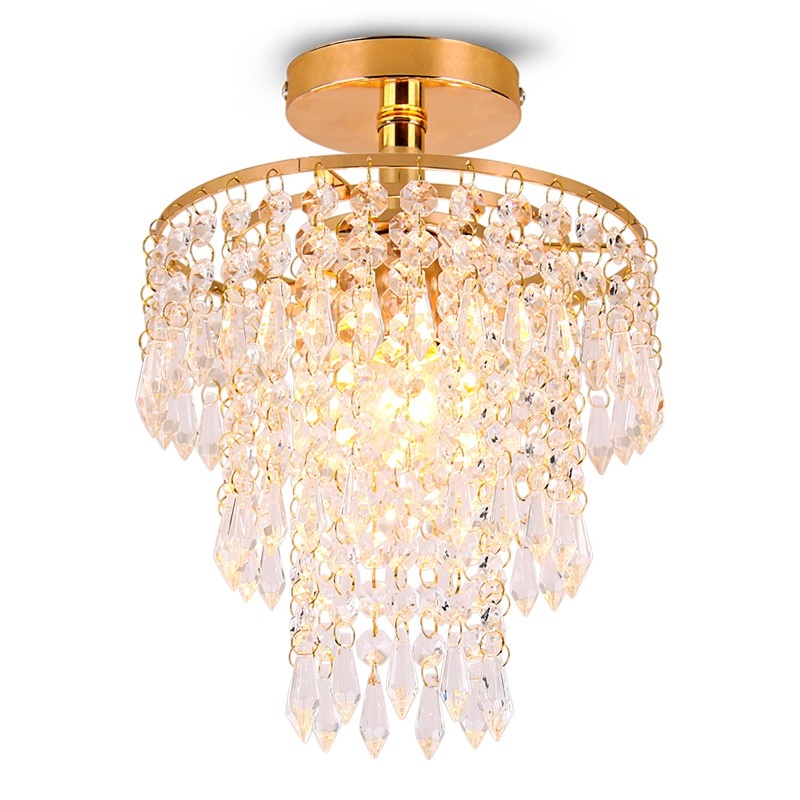 Modern Crystal Chandeliers Gold Ceiling Light Lustre Hanging Lamp Led Pendant Lights for Kitchen