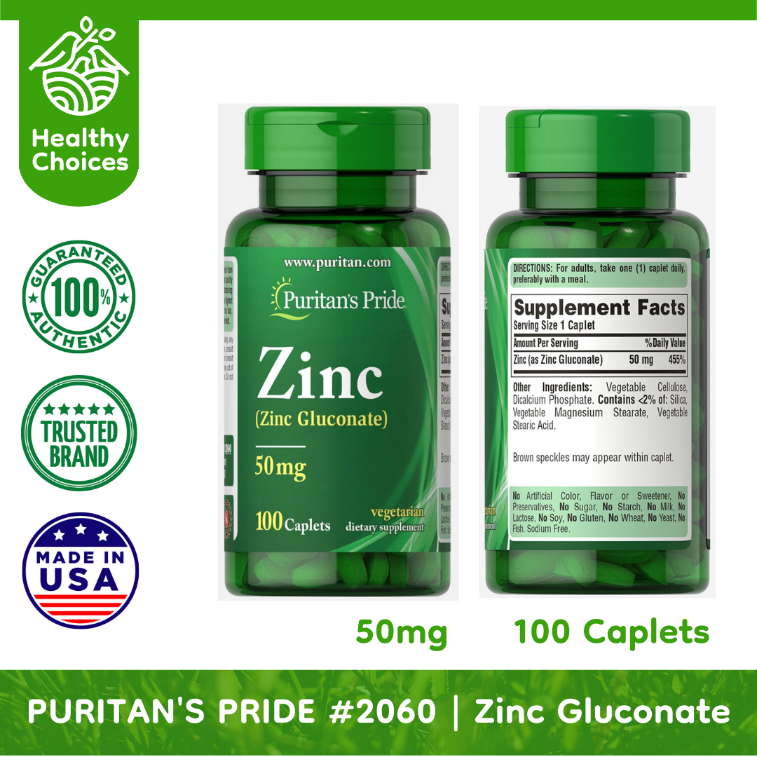 PURITAN'S PRIDE 2060 EXP 5/2025 ZINC (Zinc Gluconate) 50mg,100