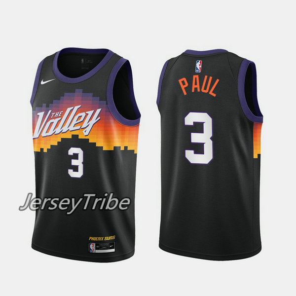 ใหม่ Original NBA ฟีนิกซ์ดวงอาทิตย์ #3 Chris Paul 2020-21 City Edition เจอร์ซีย์สำหรับชายบาสเกตบอลความร้อน-Pressed Swingman Valley สีดำ