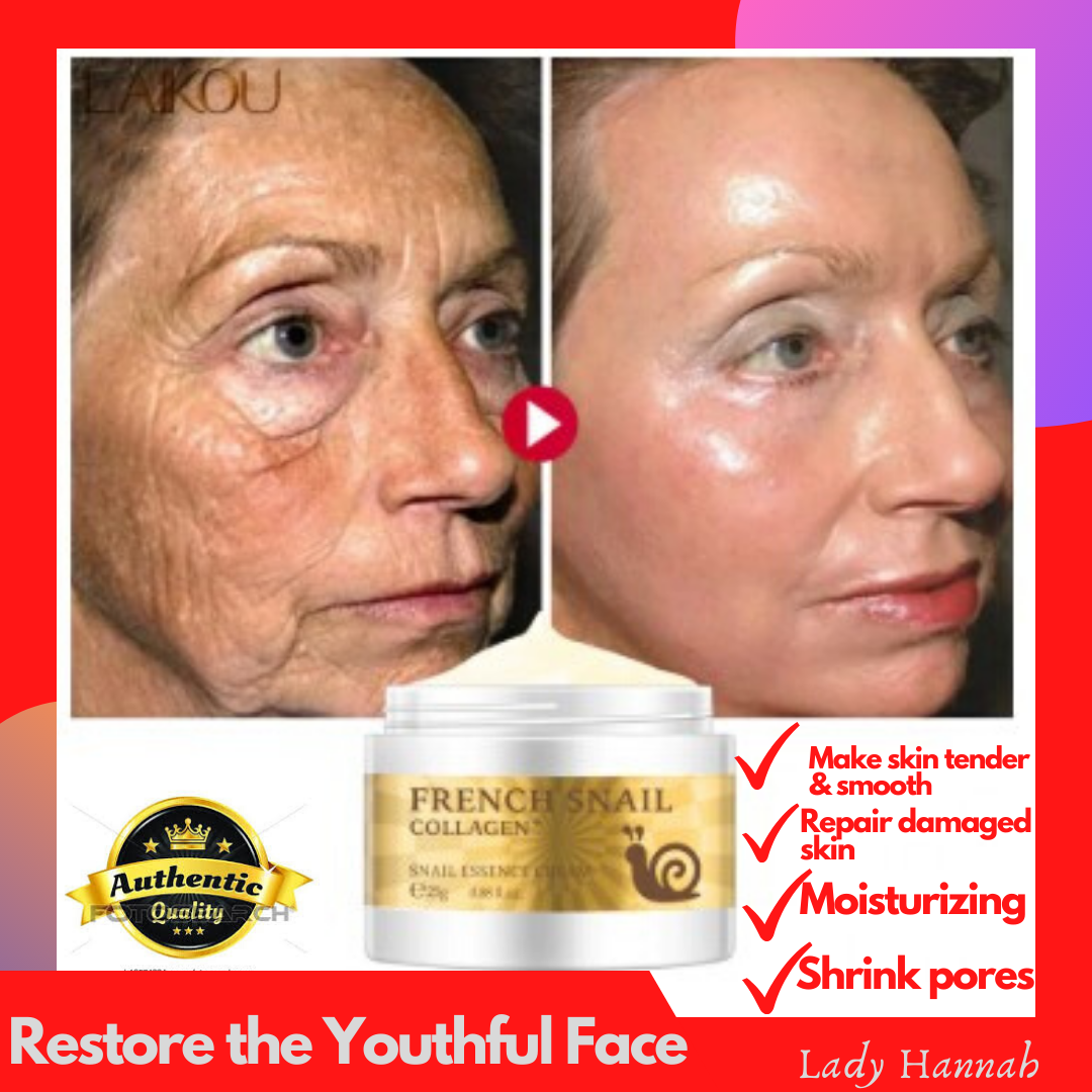 🔥 100 AUTHENTIC French Snail Cream Collagen Hyaluronic Acid Essence Repair Skin Moisturizer