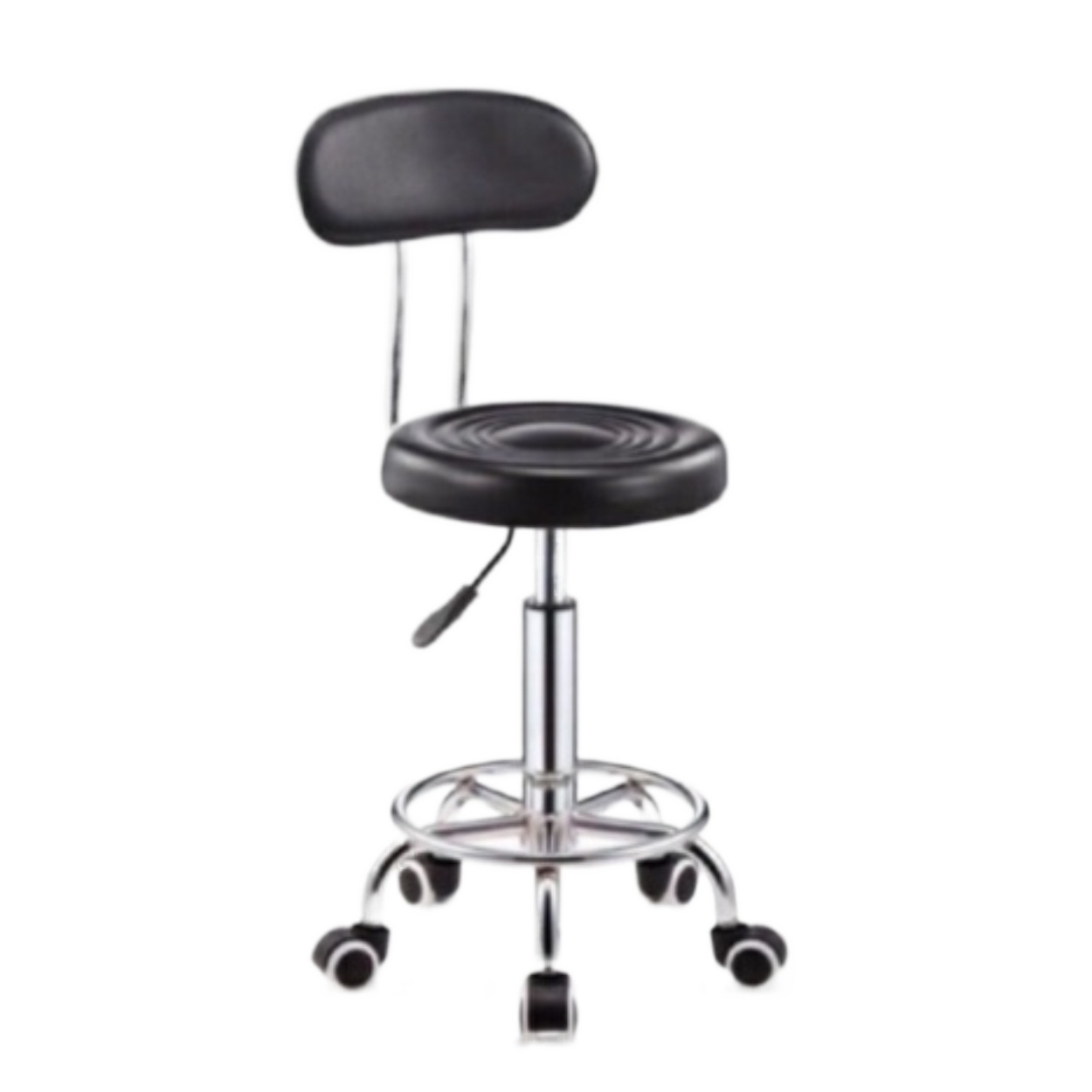 ONHAND Adjustable Bar Stool Chairs With Wheels Swivel Salon Chair Black
