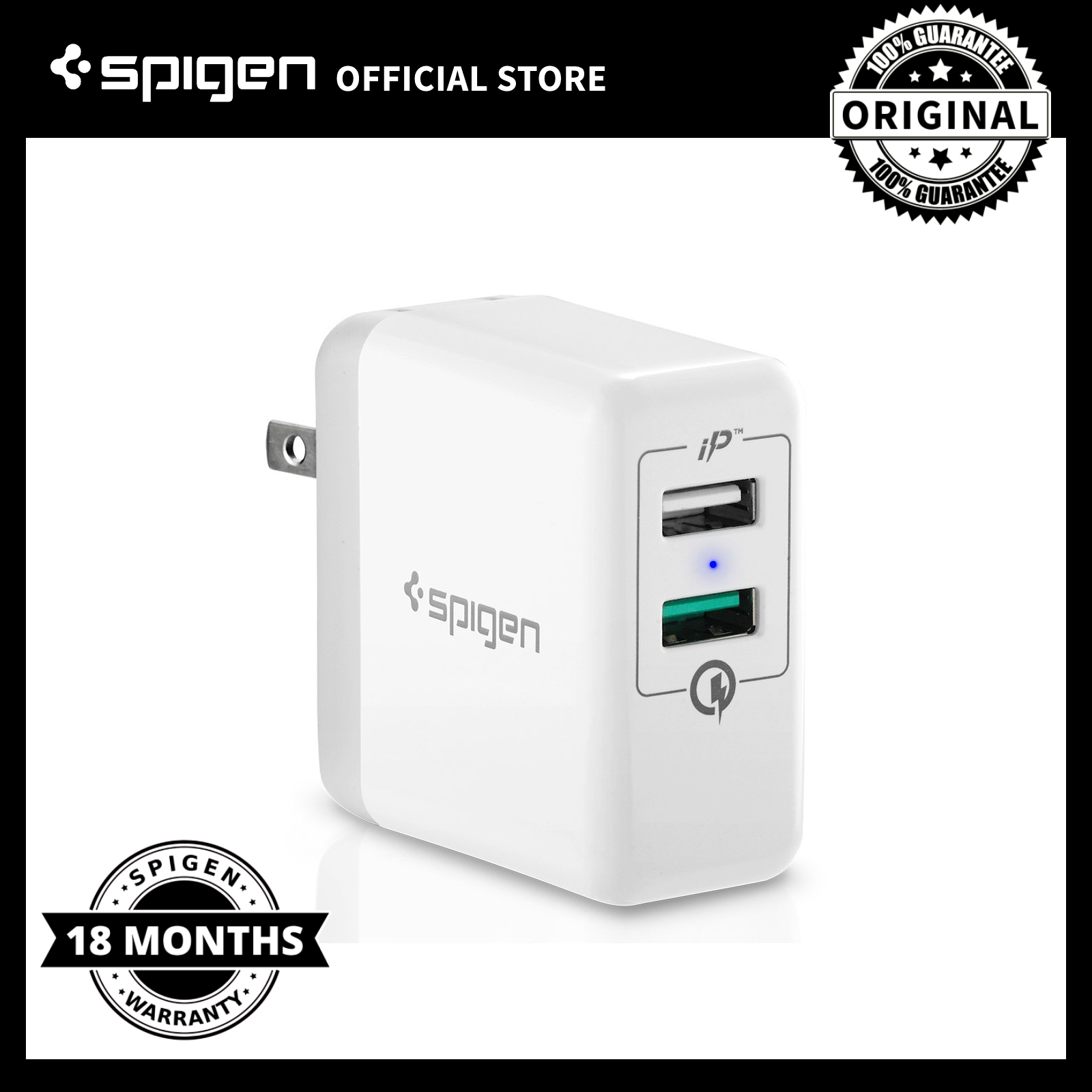 Spigen Essential F207 Quick Charge  Dual Port USB Wall Charger / Fast USB  Charger Plug Adapter | Lazada PH