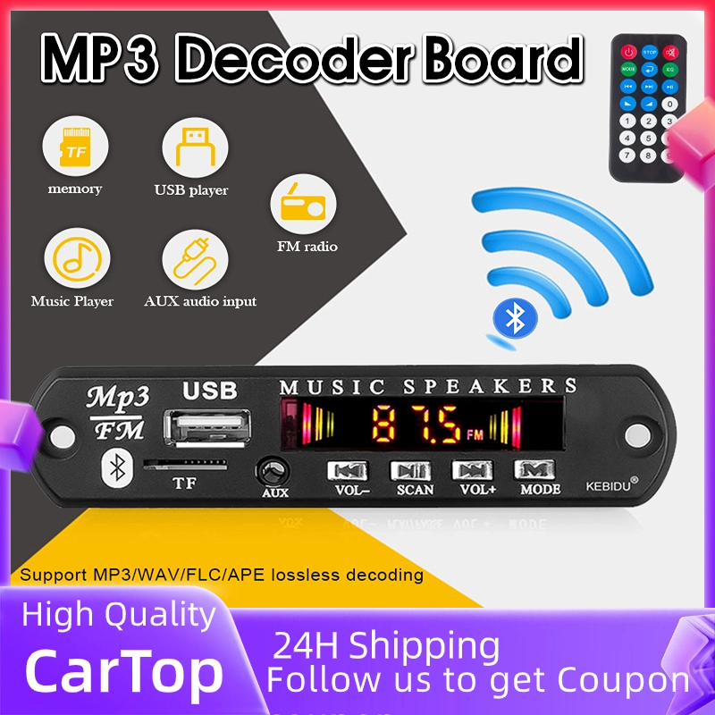 5V Bluetooth Car Kit FM Radio Wireless receiver Mp3 Player USB 3.5MM TF  card AUX DIY Car Speaker Modification