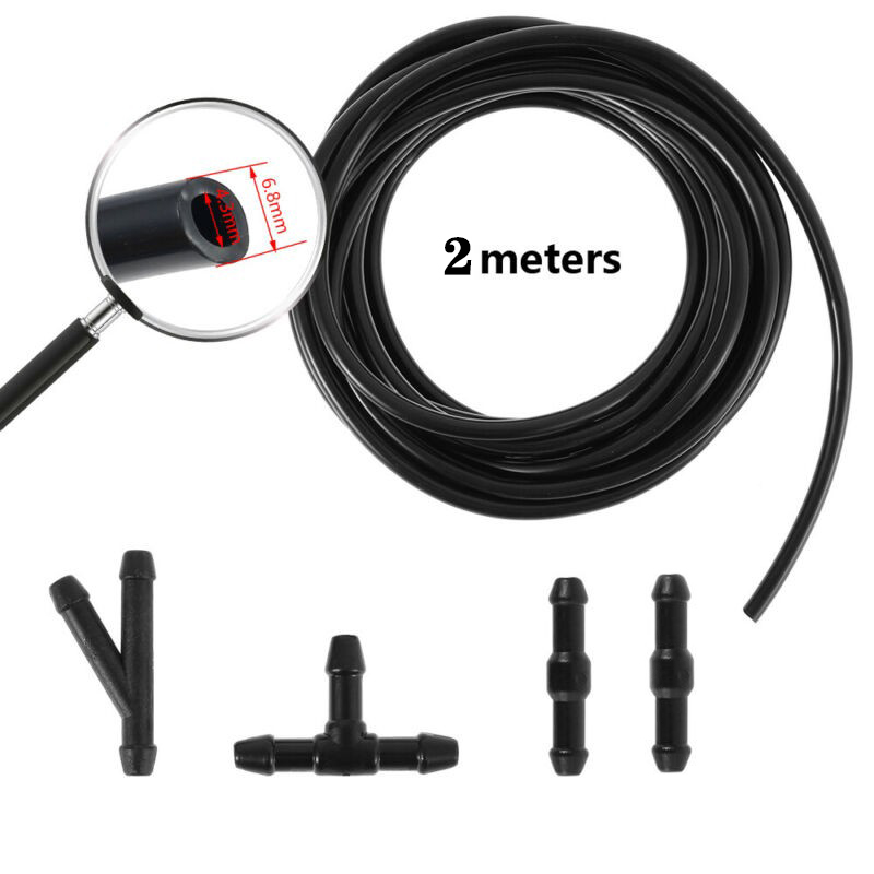 5pcs/Set 2m Car Windscreen Washer Pipe Universal Rubber Wiper Blade Hose Washer Nozzle