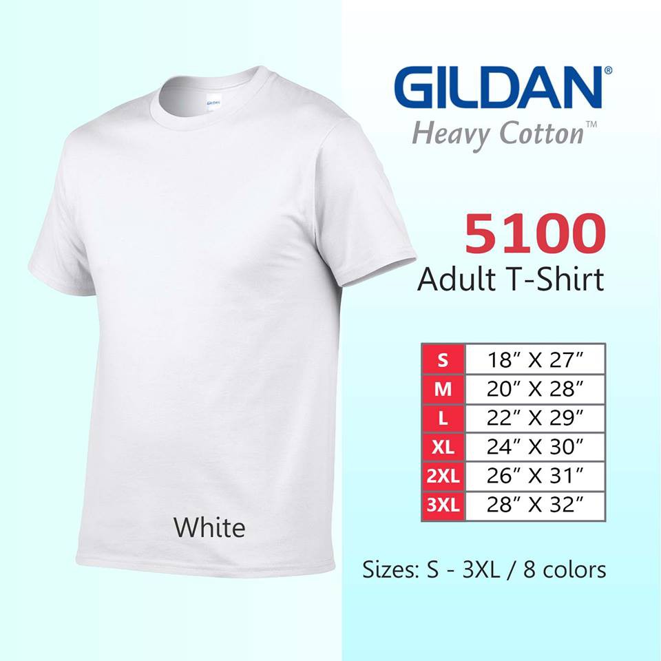 gildan heavy t shirt size chart