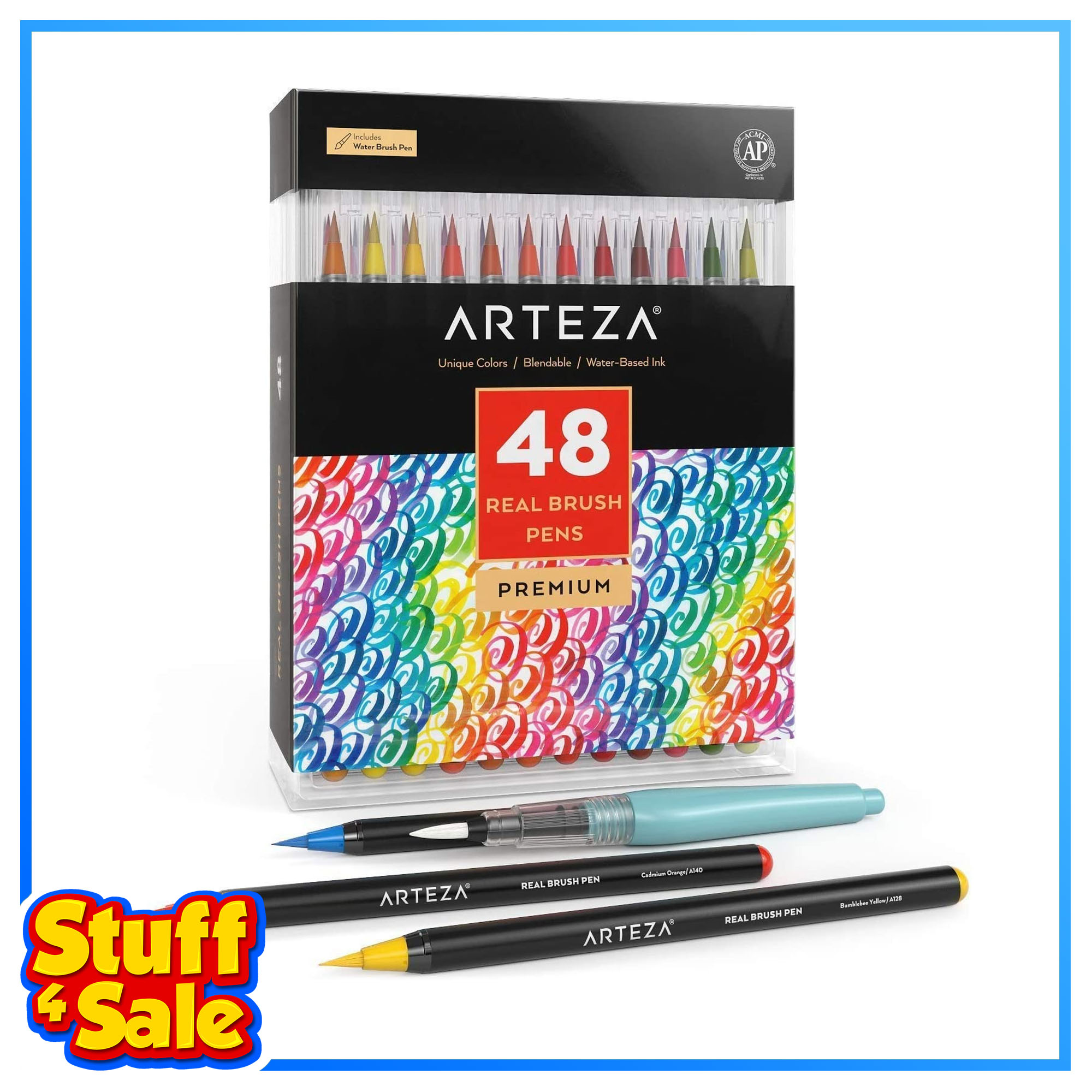 ARTEZA Real Brush Pens 48 Colors Watercolor Markers with Flexible