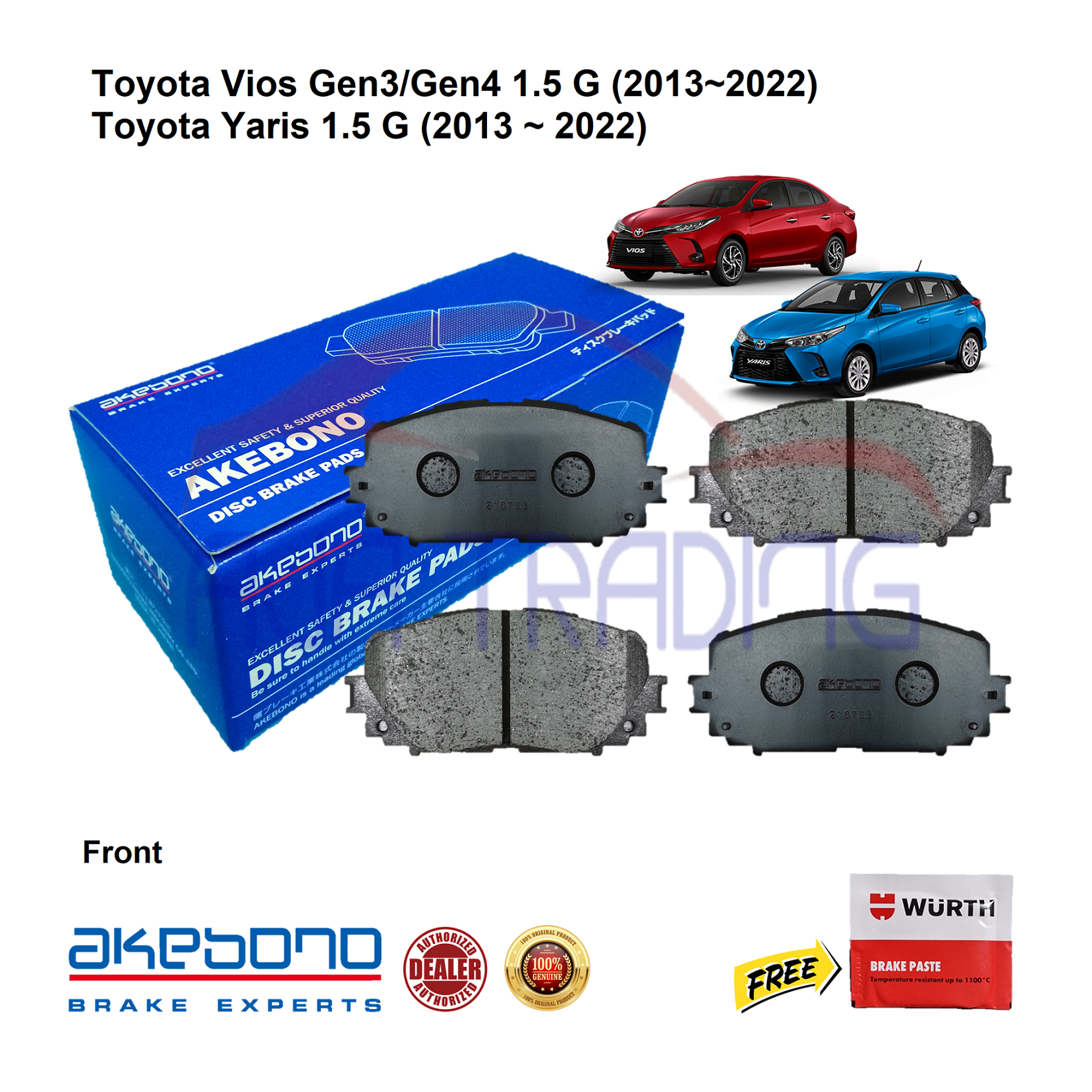 Genuine Akebono Front Brake Pads For Toyota Vios Gen Gen G